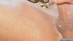 Amateur Big Dick Hands Free Fleshlight Ride - Intense Moaning & Huge Cum Outside toy