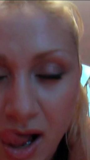 Blonde in Stockings Teases with Deepthroat and Ass Worship