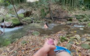 Stepsister Showers in the River, While Watching Her I Masturbate Until I End up Fucking Her Delicious Ass