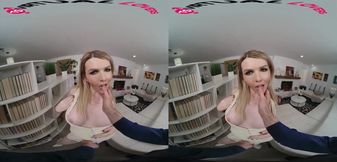 Busty TGirl Ashley Aspen destroyed in VR landlord anal sex ride