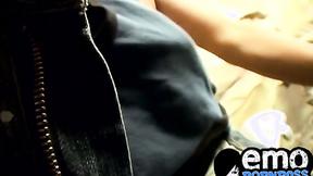 ”Adorable gay guy wanks behind bar until he cums in a glass”