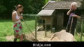 Grandpa farmer man fucks countryside teeny