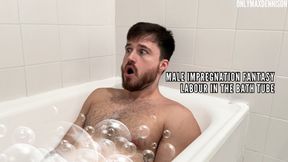 Male impregnation fantasy labour in bath tube!