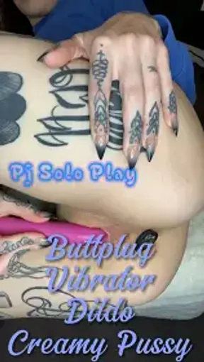 PJ Solo Play – Tattooed Auburn Brunette Rides Vibrator & Dildo with Buttplug Until Orgasm | BlazedBrat