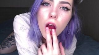 Girl talks to you sweetly while masturbating your cock POV