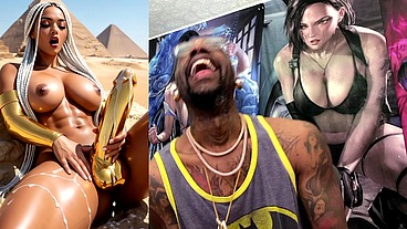 Beautiful Egyptian Transgender With A Hard Gold Girl Cock Cumming Near The Pyramids, AI Generated