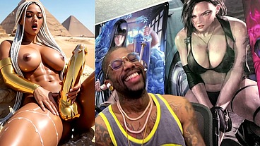 Beautiful Egyptian Transgender With A Hard Gold Girl Cock Cumming Near The Pyramids, AI Generated