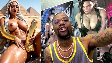 Beautiful Egyptian Transgender With A Hard Gold Girl Cock Cumming Near The Pyramids, AI Generated