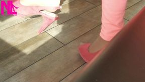 Shoeplay with High Heels in a Bar
