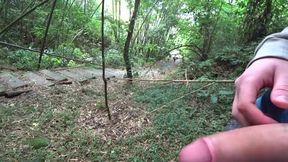 DICK FLASH IN PARK. A stranger caught me jerking off and helped me cum.