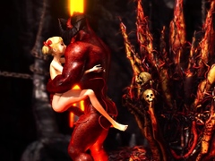 Devil plays with a super hot girl in hell