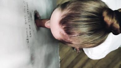 Amateur Russian teen takes it rough in public toilet gloryhole