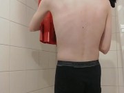 Shining and lubing red latex hooded swing dress and rubber stockings wetsuiterest