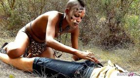 Black teen Bianka lures stranger with hot ebony hair and seductive moves