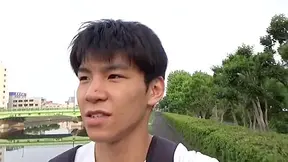 Japanese Boy His Ejaculation Outdoors