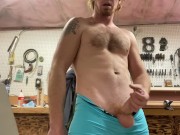 Construction worker jack off in workshop   Ginger uncut. Gym bro