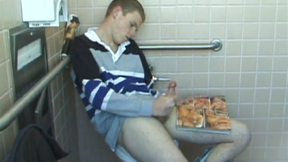 Christian Strokes Cock In Toilet
