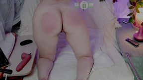 spanking to red ass and dildo in pussy to orgasm