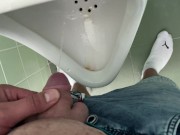Public toilet - little penis cums into urinal