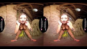 Solo cock teaser, Daphne Klyde is masturbating, in VR