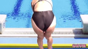 I masturbate in a women's competitive swimming swimsuit.