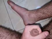 POV massive uncut cock explodes all over sink