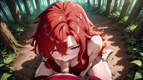 Fiery Redhead Bombshell Passionate Forest Fuck – Skirt & White Stockings Dripping