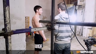 Restrained sub Oliver Wesley wax tormented and dick stroked