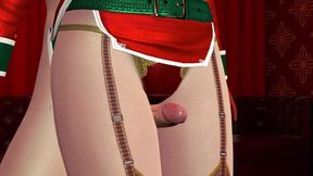 Christmas 3D Hentai of Sexy Big Tits Ms. Santa in Red Lingerie - Thighjob Fetish, Reverse Standing Fuck & Creampie