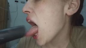 Vacuuming and sucking my tongue with a vacuum cleaner