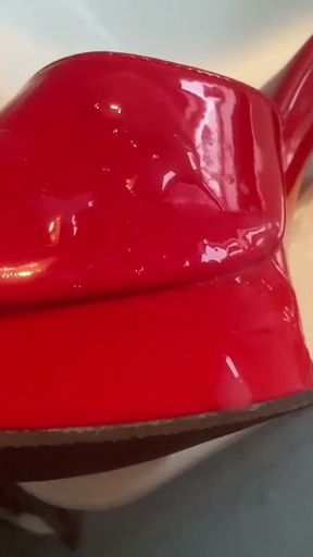 Two cumshots on red mules - user request   Clip 2