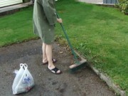 Sexy Cleaning In My Garden In Man's Shirt And Sexy Lingerie...Pulling Weed!