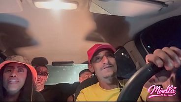 Public Lingerie POV Fuck in Car with Whore and Friends