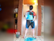leftover gunge paw in cycling gear