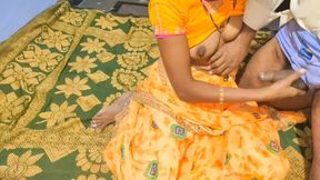 Indian Real Couple Midnight in Yellow Colour Saree Hot Video