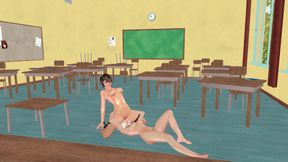 Animated 3D Lesbian Porn - Facesitting Pussy Licking Multiple Orgasms in Classroom