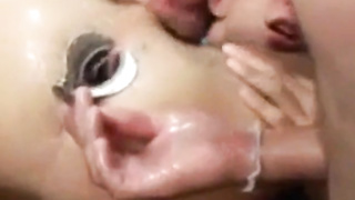 Pissing in Gaped Asscunt 3