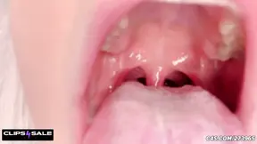 Tiny man worshipped by giantess with wet tongue and mouth fetish
