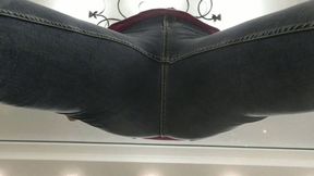 In tight jeans with legs spread apart and the camera MP4 FULL HD 1080p