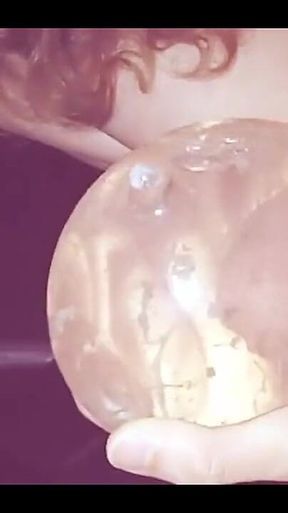 Fucking a Condom Filled with My Pee, Playing with Cum!