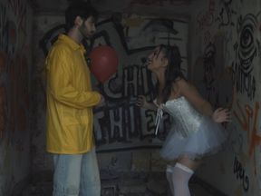 Hot brunette scares me into fucking her