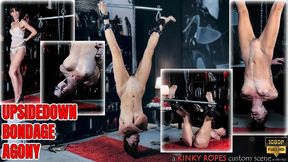 UPSIDEDOWN BONDAGE AGONY milf in office outfit is captured and feet hung in hoist