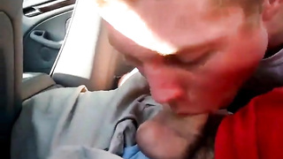 Blowing a friend in the car and he cums in my mouth 11