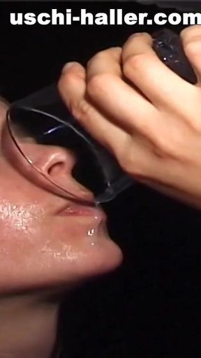 Drinking Cum From a Glass