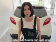 Beauty Auto-Mechanic Deepthroat, Rough Fucks and Gets Facial POV