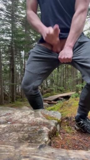 Jerking off on public hiking trail