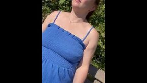Deutsche Amateure - German Wife Does It Herself On The Park Bench And Pisses All Over Her Dress