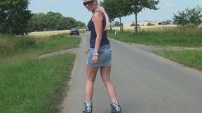 Inline Skating In Jeans Miniskirt HD-1080