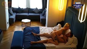 Sneaking off to a hotel room for some real, passionate fuck-fest with a curvy towheaded 69ing me with her lengthy prick and whorish ways.
