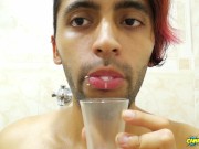 Filling a cup with spit and Jerking off with it until I cum - Camilo Brown